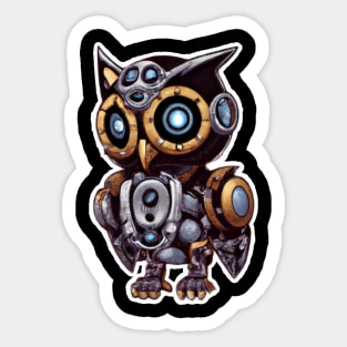 steampunk owl, cyberpunk owl, owl with armor, robo owl Sticker